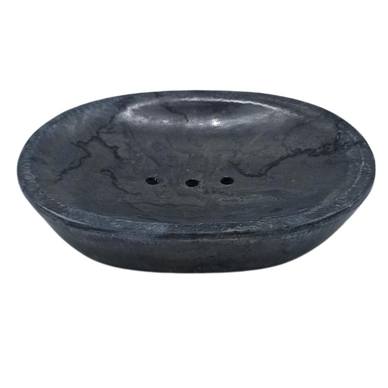 Classic Oval Black Marble Soap Dish-NATURAL STONE SOAP DISHES-HOSTENATURA