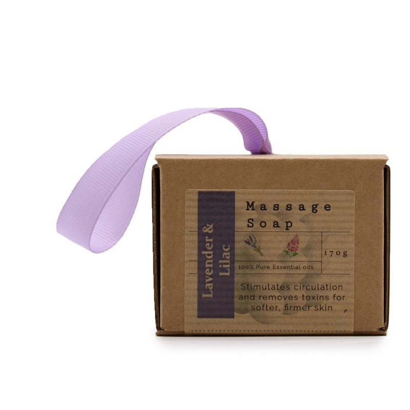 Single massage soap in box - Lavender and lilac-MASSAGE SOAPS-HOSTENATURA