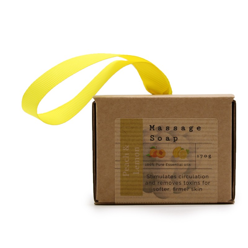 Single Massage Soap in Box - Peach & Lemon-MASSAGE SOAPS-HOSTENATURA