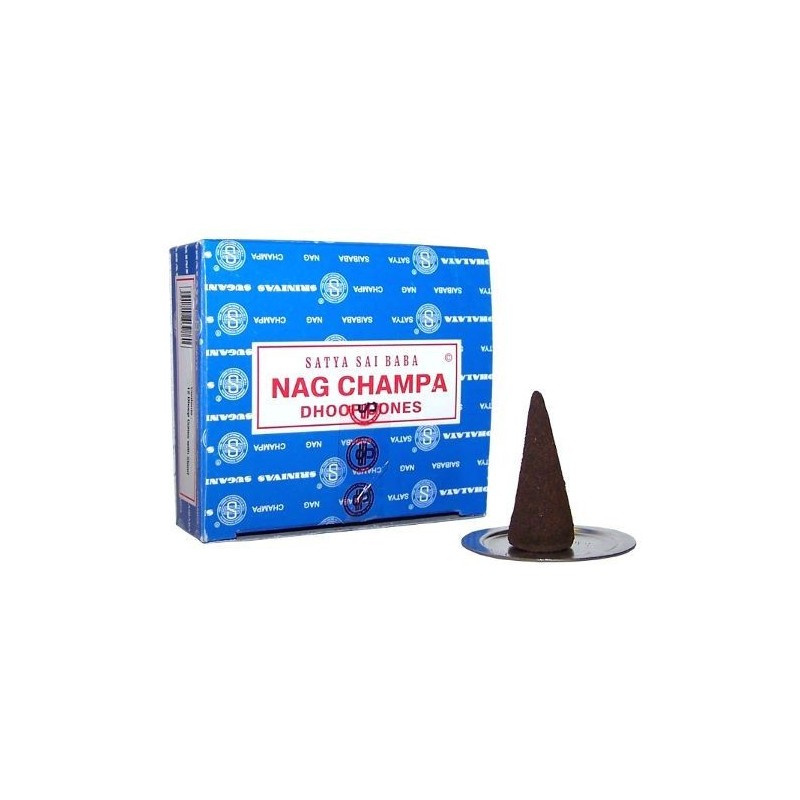 Cones SATYA Incenso Nag champa Dhoop - 1 pacote de 12 cones-INCENSO NAG CHAMPA-HOSTENATURA