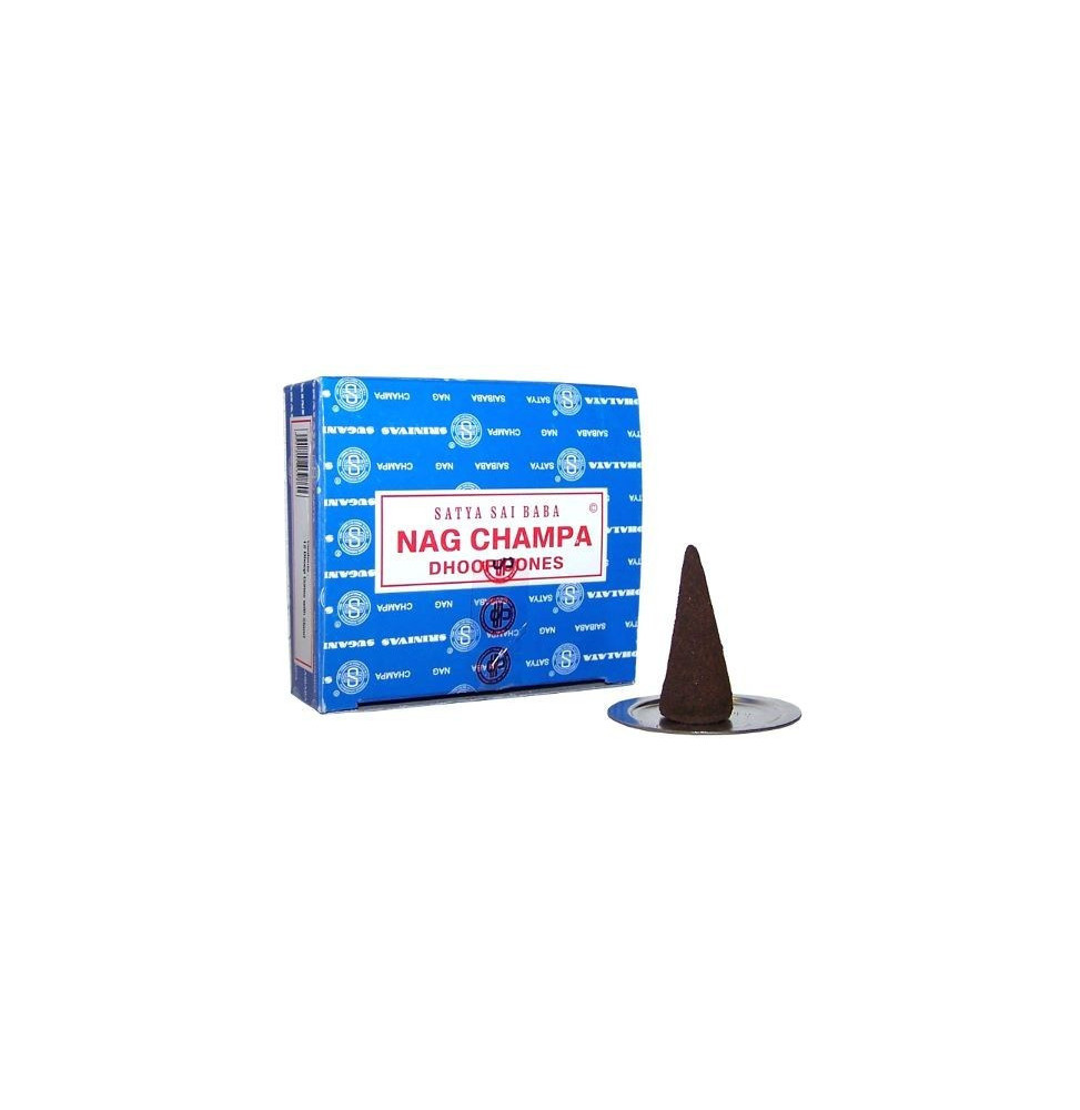 SATYA Incienso Nag champa Dhoop Conos - 1 paquete de 12 conos