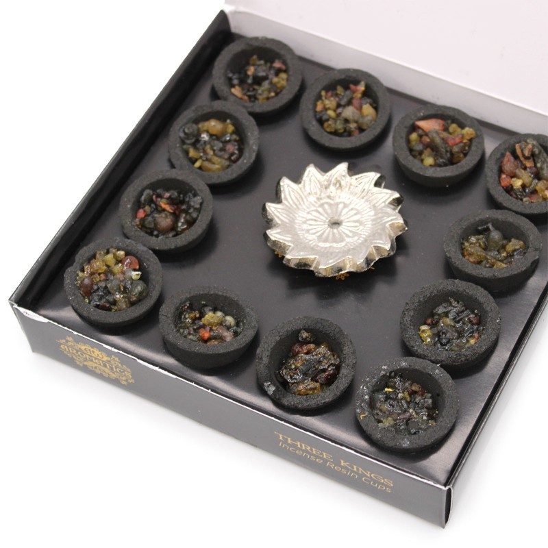 Box of 12 Incense Resin Cups - Three Kings-RESIN CUPS-HOSTENATURA