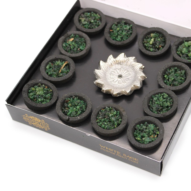 Box of 12 incense resin glasses - white sage-RESIN CUPS-HOSTENATURA