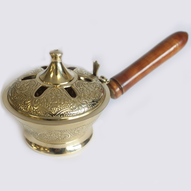 Decorated censer-TRADITIONAL BRASS INCENSE BURNERS-HOSTENATURA