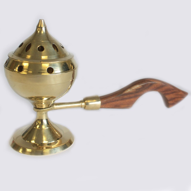 Single Censer Burner-TRADITIONAL BRASS INCENSE BURNERS-HOSTENATURA