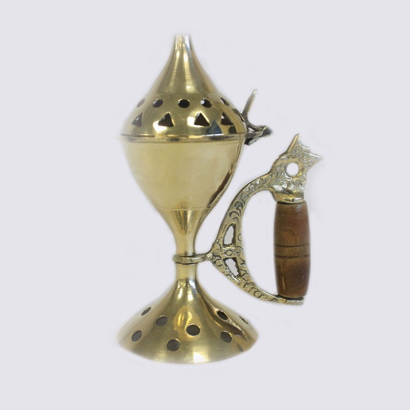 Cone Burner with Handle-TRADITIONAL BRASS INCENSE BURNERS-HOSTENATURA