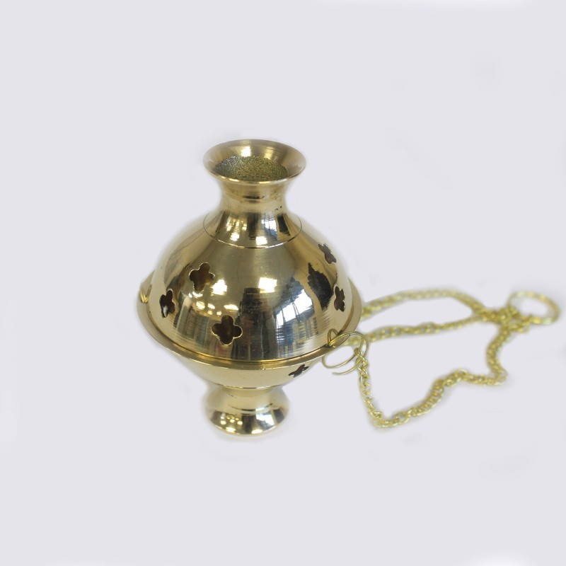 Hanging brass incense burner-TRADITIONAL BRASS INCENSE BURNERS-HOSTENATURA