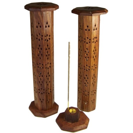 Sheesham Hexaganal Incense Tower