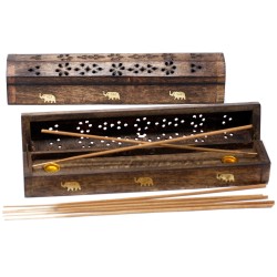 Smoke Boxes Natural Mango Wood Incense Holder -29x5x5cm