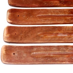 Carved Mango Wood Incense Holder - 24x0.5cm