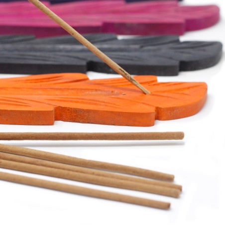 Porta incienso forma de hoja de colores madera de Mango - 1 unidad - color aleatorio - 24cm