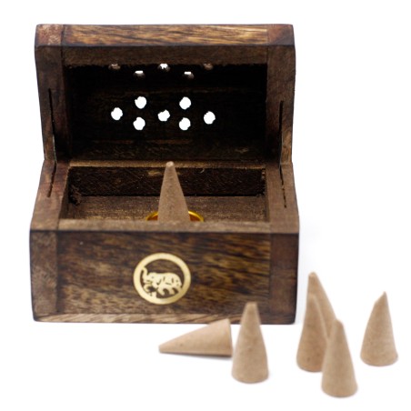 Caja de Incienso - Porta incienso conos - Madera de Mango - 8x5x5cm