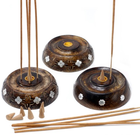 Disco de Incienso - Porta Incienso - Conos & Incienso - Madera de Mango - 11cm