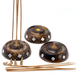 Incense Disc - Incense Holder - Cones & Incense - Mango Wood - 11cm