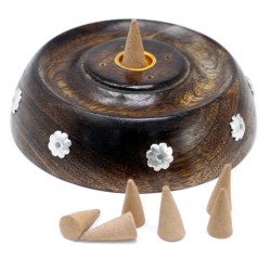 Incense Disc - Incense Holder - Cones & Incense - Mango Wood - 11cm