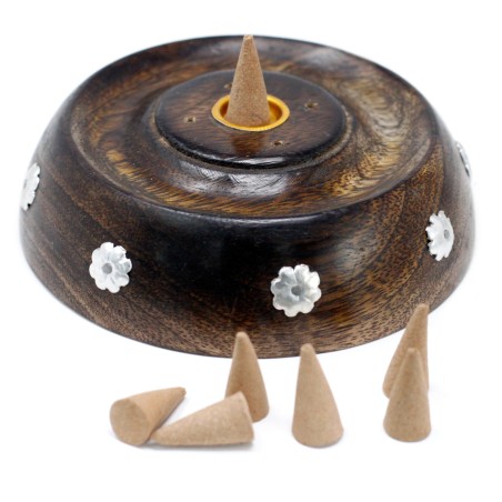 Disco de Incienso - Porta Incienso - Conos & Incienso - Madera de Mango - 11cm