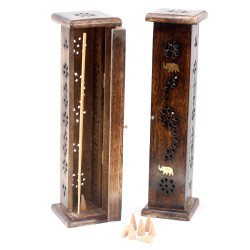 Square incense tower - incense holder - Mango Wood - Incense & Cones - 30x5x5cm