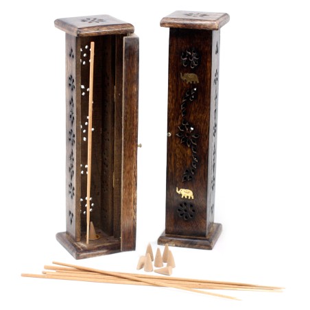 Square incense tower - incense holder - Mango Wood - Incense & Cones - 30x5x5cm