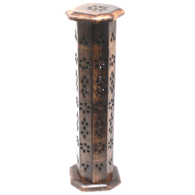 Incense Tower - Incense Holder - Mango Wood - Incense & Cones - 30.5x8x8cm-INCENSE BURNERS-HOSTENATURA