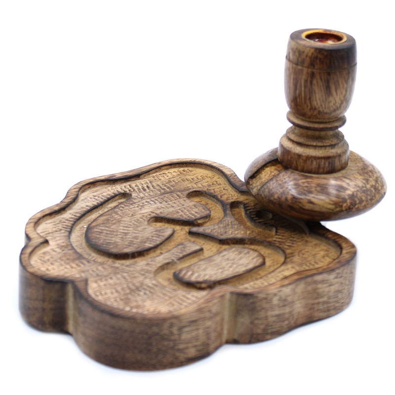 Sm Reverse Burner Mango Wood - Ohm-REVERSE FLOW INCENSE BURNERS-HOSTENATURA