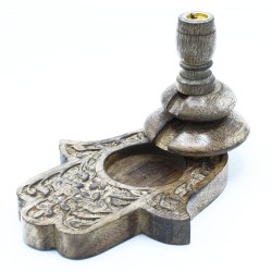 Med Reverse Burner Mango Wood - Hamsa