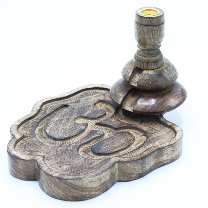 Med Reverse Burner Mango Wood - Ohm-REVERSE FLOW INCENSE BURNERS-HOSTENATURA