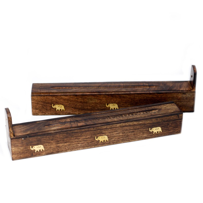 Incense Wood Incense Box Mango Wood Incense Holder - Assorted - 29x5x5cm-INCENSE BURNERS-HOSTENATURA