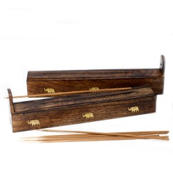 Encens en bois Boîte à encens en bois de manguier Porte-encens en bois de manguier - Assortiment - 29x5x5cm