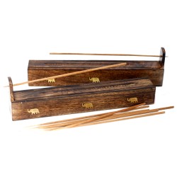 Encens en bois Boîte à encens en bois de manguier Porte-encens en bois de manguier - Assortiment - 29x5x5cm