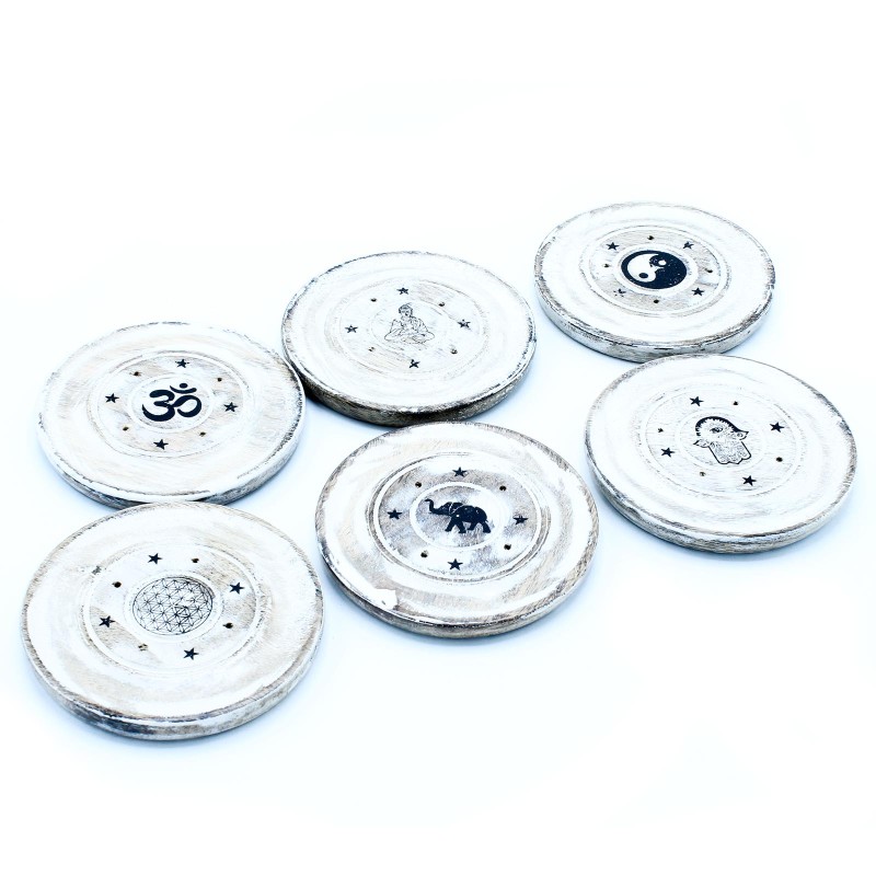 Incense Holder Finished in White - Incense Disc and Cone - 9cm - 1 unit-INCENSE BURNERS-HOSTENATURA