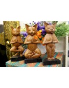 HAND CARVED YOGA CATS